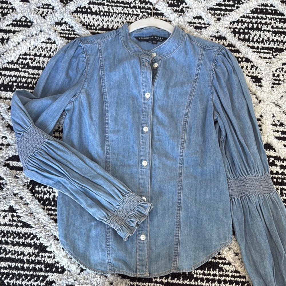 Veronica Beard Light Blue Denim Top